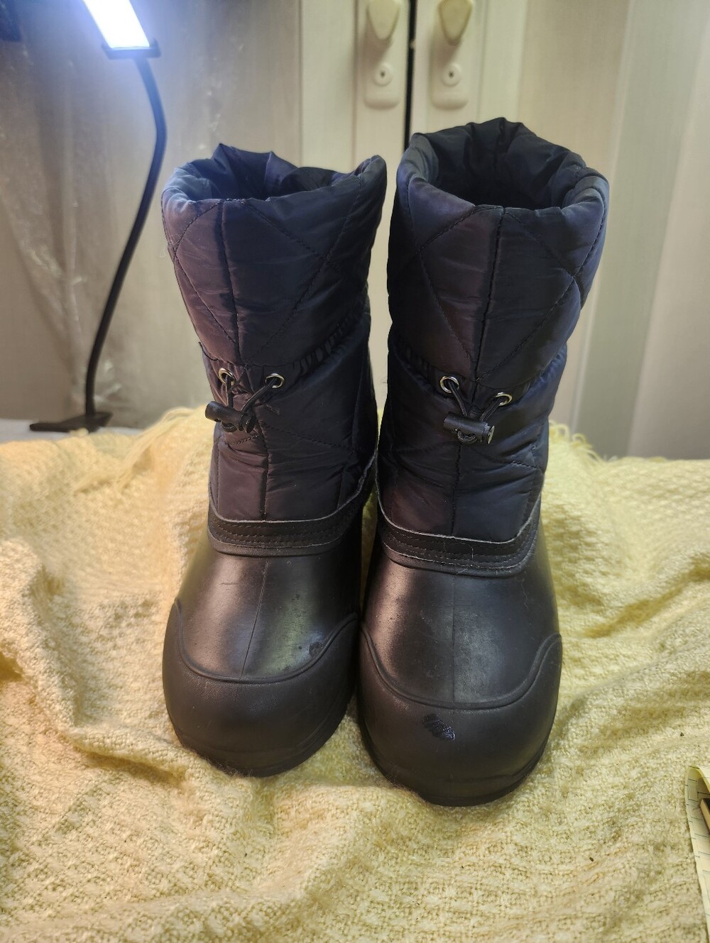 True Religion Black Quilted Winter Rain Boots